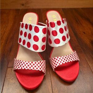 Red and White Polka Dot Sandals